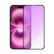 金士曼 霧面紫光過濾 滿版螢幕保護貼 適用 iPhone 16 15 14 Plus Pro Max, 1個