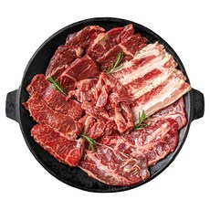 고기중독 소고기모듬 800g 갈비살+살치살+부채살+우삼겹 캠핑 홈파티 구이세트, 1세트