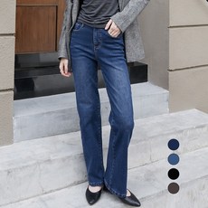 엘블로썸 여성 겨울 기모 히든밴드 스판좋은 와이드 청바지