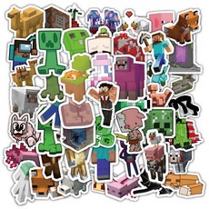 마인크래프트 마크 캐릭터 굿즈 꾸미기 폰꾸 다꾸 노트북 캐리어 방수 스티커, 1세트, 60개입, 마인크래프트3