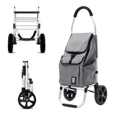 트렌드컨테이너 바퀴달린 시장 장바구니 접이식 폴딩 쇼핑 핸드 카트, 포켓형 그레이(06684B), 1개