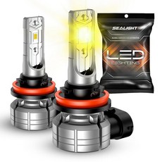 ECLATIS SEALIGHT 라이트 H11/H8/H16 앰버 옐로우 안개등 또는 DRL 10000 루멘 3000K 안개등 32 CSP LED 칩 교체품 스마트 자동 시스, ECLATIS SEALIGHT 라이트 H11/H8/H1