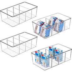Vtopmart 다용도 칸막이 정리 트레이 4칸 정리함, 4개, 투명