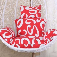 라탄 그네의자 쿠션 그네 발코니 암갈색 원형 주택 1인 오렌지 매트, C48달빛꽃무늬, 1개