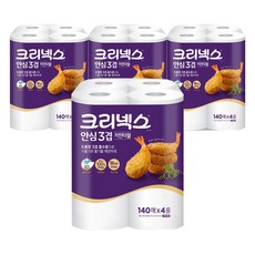 유한킴벌리 크리넥스 안심3겹 키친타올 140매 4롤 x 4팩, 16개