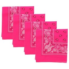 Motique Accessories 네온 페이즐리 반다나 - 4개 세트 옐로우 핑크 265449 4417551825, 네온 핑크