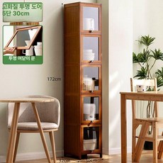 원목 주방 찬장 엔틱 미니 부엌 진열장 유리 장식장, [고화질 투명 플립 도어] 5단 30 길이