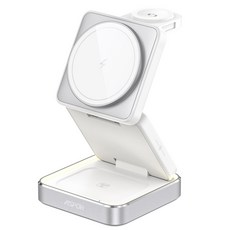 ASPOR W90 小魔方磁吸折疊無線充電座，無線充電，磁吸對位，多角度調整, 月光白, 1個