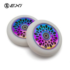 스턴트스쿠터 110m 베어링 바퀴 교체 휠 타이어 버클, 110mm컬러풀한이너버클+화이트PU작은빗방울, 1개