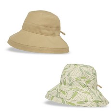 漁夫帽 寬沿遮陽帽 簡約設計, 米褐/綠葉