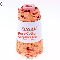 DIY 스팽글 면사 50g 볼 손뜨개질 실 의류 액세서리용 부드러운 공예 용품, 01 C