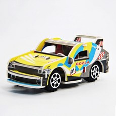 풀백 자동차 종이 입체 퍼즐 조립 3D 모형, 16.옐로우 스포츠카, 1개