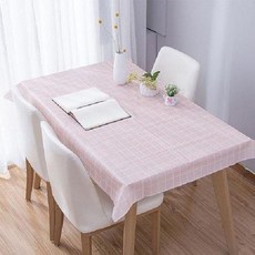 PVC 방수 식탁보, 핑크, 137 x 180 cm, 1개