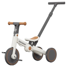 Lecoco樂卡 特尼S5三輪車 滑步車 平衡車(台灣代理商）推桿, 1個, 奶白咖