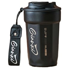 GIANXI 레이어드 커피 보온병, 1개, 450ml, 블랙