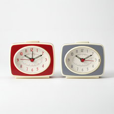 쉼공작소 빈티지 탁상 알람시계 저소음 미니 인테리어 소품 시계, 그레이