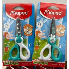 Maped馬培德 小精靈兔子幼兒剪刀 剪紙 寶寶安全剪刀 兒童文具, 藍綠白 配色隨機／單支, 1個