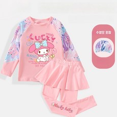 귀여운 캐릭터 여아 수영복 상하세트 긴팔 긴바지 래쉬가드 비치웨어