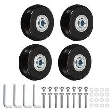YELARXI 교체용 수하물 바퀴 여행 가방 바퀴 교체 키트 45x18mm 및 2세트 및 고무 및 블랙 - 장착 (회전 캐스터 베어링 수리/교체/롤러 백/가방/스피너), YELARXI 교체용 수하물 바퀴, 여행 가방 바퀴 교