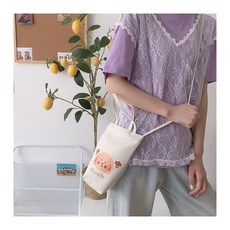 아워리빙 귀여운 캔버스재질 드링크백 1구 텀블러 물병 보관가방 캐리어, 5_분홍강아지, 1개, 1개입