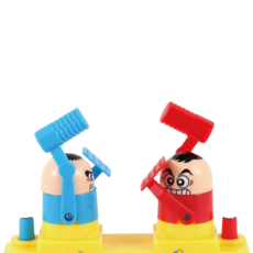 小人對戰台 雙人對戰 攻守對戰 敲頭 桌遊 親子互動 兒童玩具, 1個, 紅+藍