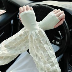 新款羅口袖防曬防紫外線騎行春夏仙女版寬鬆純色開車冰袖寬鬆舒適泡泡袖-綠色均碼, 1個, 均碼