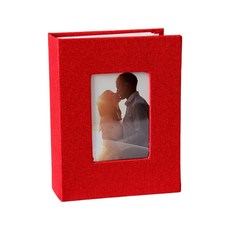 사진 앨범 4x6 사진 앨범 결혼 선물 리넨 하드커버 사진 앨범, Red, 6 inches 100