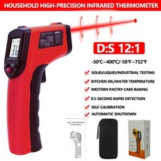 레이저 온도계 적외선 온도계 센서 휴대용 비접촉식 IR LCD 산업용 고온계 디지털 BBQ 온도계400 ° C, CX6000-빨간색 가방