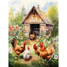 성인 초보자를 위한 MjhRcll 스탬프 크로스 스티치 키트 치킨 자수 스타터 동물 1216인치, X1922