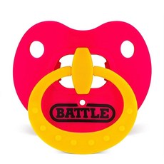 Battle Sports Binky Oxygen 풋볼 마우스 가드 - 탈착식 스트랩 최대 통기성 교정기와 함께 작동 및 끓일 필요 없음 - 크롬 핑크, 핑크/옐로우, 핑크/옐로우
