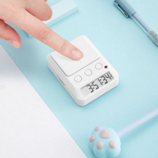 디지털 타이머 카운트다운 작은 학원 버튼식 타이머 알람 주방 스마트 스터디 독서실 수험생 휴대용 탁상, 화이트