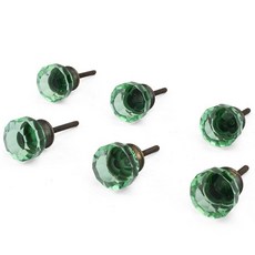 PerillaHome손잡이6개세트유리아테나손잡이모던장식유리손잡이홈데코 주방 캐비닛 하드웨어 찬장 문 옷장 옷장및서랍손잡이아쿠아블루122635, Green - Athena