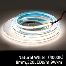 5M COB RGB 12V 라이트 도트리스 따뜻한 24V 스트립 LED 화이트 자연 RA90 RGBW 고휘도 다채로운 테이프 CCT
