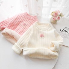 嘟嘟家 女童毛衣 加絨加厚針織衫 打底衫套頭圓領保暖線衣冬裝 兒童毛衣