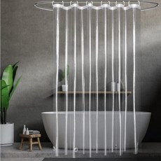 貓眼浴簾 透光沐浴簾 浴室隔斷簾 防水防黴浴簾 擋水簾 加厚款 附贈鉤環, 1個, 全透明浴簾【底部加磁鐵】【這款全透明哦】,180*200