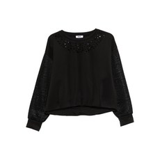 DKNY 장식 메시 소매 스웨트셔츠