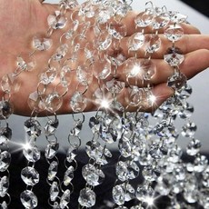 크리스탈 유리 비즈 프리즘 보석 연결 체인 썬캐쳐 만들기 꾸미기 샹들리에 모빌 공예 장식 소품, 4. 투명 팔각 14mm