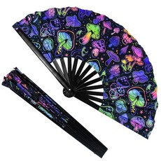 XinSeYuAN 드래그 퀸용 접이식 UV 글로우 레이브 팬 - 대형 클랙 페스티벌 접이식 UV 글로우 레이브 팬 핸드 팬 - EDM 음악 축제 파티 댄스 공연