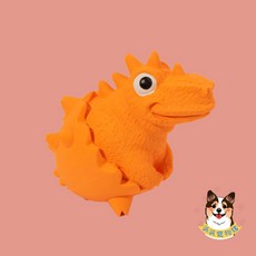 派派寵物館 寵物乳膠發聲玩具 多款可愛造型 狗狗耐咬互動玩具, 1個, 橘色蛋殼恐龍, 橘色蛋殼恐龍