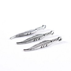 가배리본 31mm 고리달린 금속 깃털장식 금속/팬던트, 실버, 1개