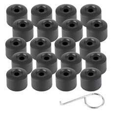 AMZAUTO 러그 너트 커버 20개 17mm 휠 러그 너트 커버 캡 제거 도구 포함 폭스바겐 아우디 로에베 자동차 외부 액세서리와 호환 (블랙) 148198, AMZAUTO 러그 너트 커버 20개, 17mm 휠 러