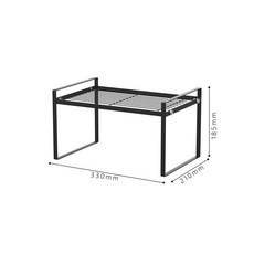可伸縮廚房置物架臺面櫥柜隔板分層架柜內調料收納鍋架桌面小架子廚具收納廚房收納廚房置物架餐具收納居家收納桌上收納, 網片款小號黑色矮款, 1個