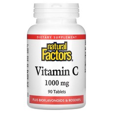 Natural Factors 비타민C 플러스 바이오플라보노이드 및 로즈힙 1000mg 90정, 1개