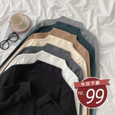 韓版薄絨內搭半高領長袖上衣 長袖上衣 長袖t恤 衣服 女裝 上衣