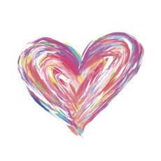 의류 전사지 브러쉬 페인팅 하트 의류 가방 리폼 열접착 전사지, 1개, 혼합색상 하트