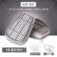 전면형 방독면 마스크 대피용품 구형 농약 방독 분진, 1개, 1 번 염소 가스 2개