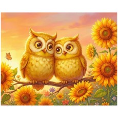 보석십자수 캔버스형 부엉이 diy 40 x 50 cm, 1개, CH072 1개, CH072