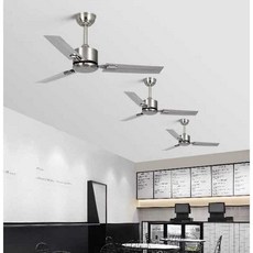 스텐실링팬 천장 선풍기 스테인레스 레스토랑 팬 사무실 씰링 환기 환풍기 카페 스텐, 1. 3엽형 나뭇잎 42인치+벽제어