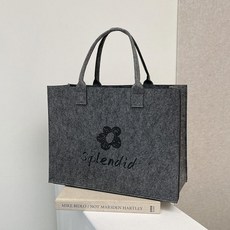 여성 대용량 펠트 토트백 숄더백 쇼핑백 맞춤 로고 가능, 미디엄그레이 [33x25x11], 1개
