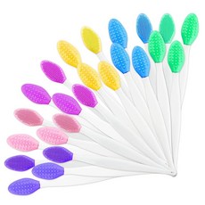 실리콘 립 스크럽 브러시 각질 제거 도구 24개 남성 여성용 양면 스크러버 부드러운 세척 어두운 입술 라이트닝 핑크 그린 224839, Purple, Blue, Yellow, Pink, Gr